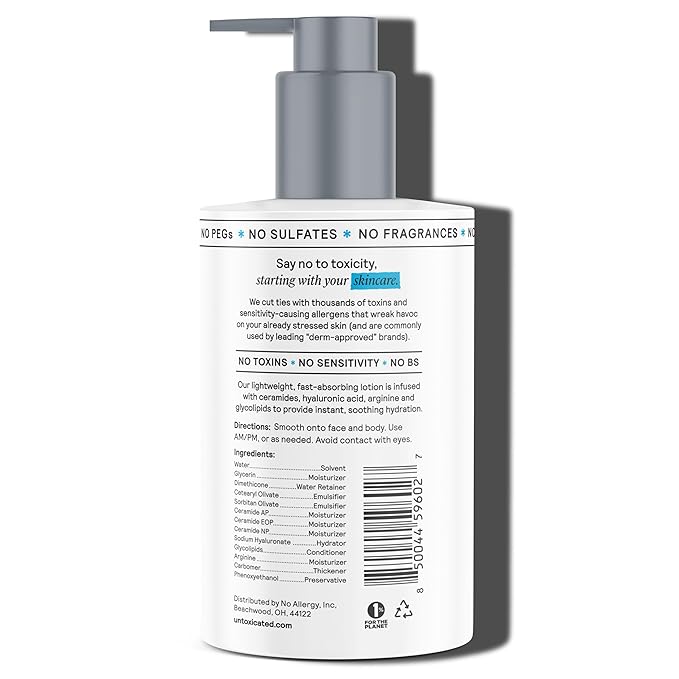 Moisturizing Lotion - Daily Face Moisturizer & Body Lotion for Sensitive Skin - Ceramides & Hyaluronic Acid - No Common Irritants - Non-Comedogenic - Oil-Free - Fragrance Free - 10 Ounce-Velvo Beauty