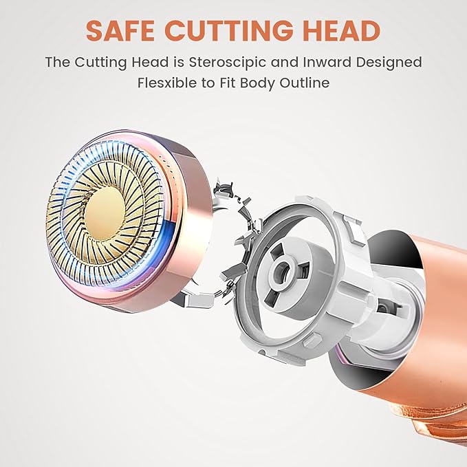 Facial Hair Remover for Women- as Seen on TV Painless Face Shaver -Mini Hair Remover, Electric Razor Shaver Portable Bikini Epilator for Lips, Chin(White+2 Heads)-Velvo Beauty