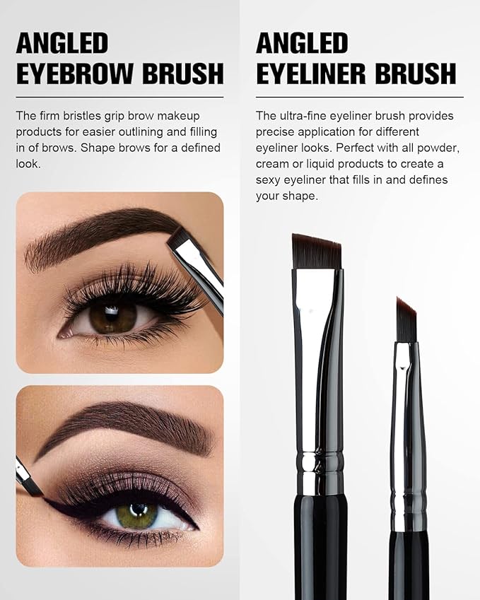 Eyebrow Brush & Eyeliner Brush, EigshowBeauty Double-Ended BrushesOne Brush For 2 Uses - Black (D104)-Velvo Beauty