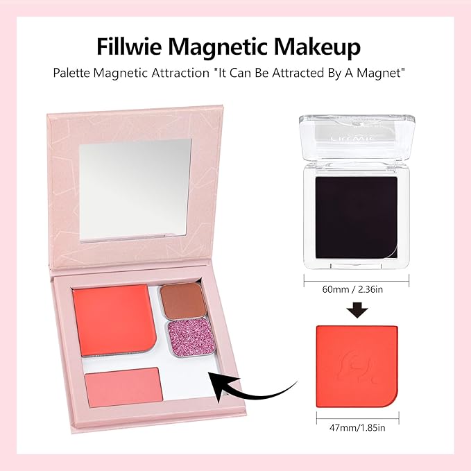 Blush Palette Duo – Cream & Powder Blush Set in Orange Red, Long-Wearing & Moisturizing, Easy to Blend, Radiant Coverage for Cheeks, Eyes & Lips, Magnetic Palette Compatible (2-Pack, Cherry Rush)-Velvo Beauty