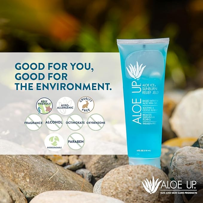 ALOE UP Ice Sunburn Relief Jelly - Pure Aloe Vera Gel Sunburn Relief for Adults & Kids, Aloe Vera Gel Face & Body, Natural Cruelty-Free Aloe Gel, Aloe Vera Gel Skin Lotion - 4 Oz (2pack)-Velvo Beauty