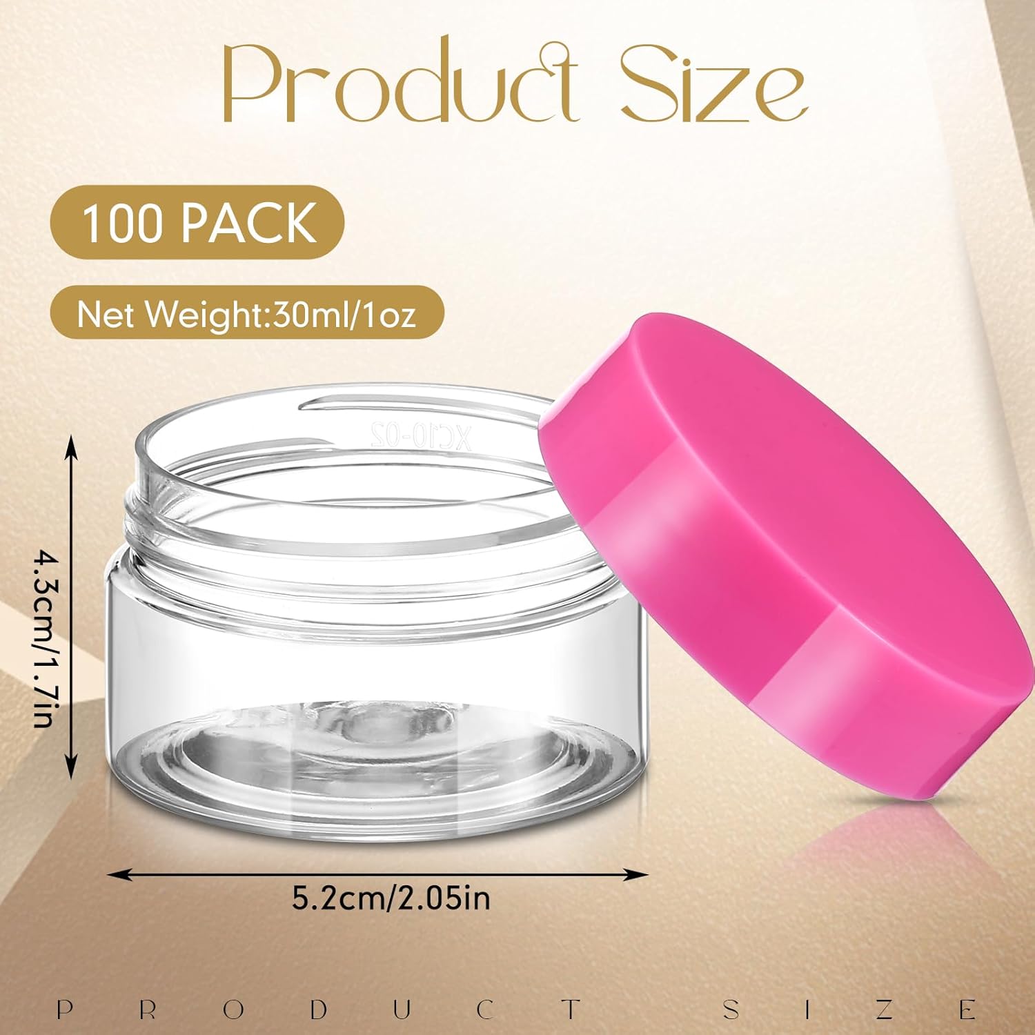 SATINIOR 100 Pcs Plastic Jars with Lids Small Containers Lids Wide Mouth Small Plastic Containers for Lotion Cream Rhinestones Body Butters Travel Storage(1 oz,Pink)-Velvo Beauty
