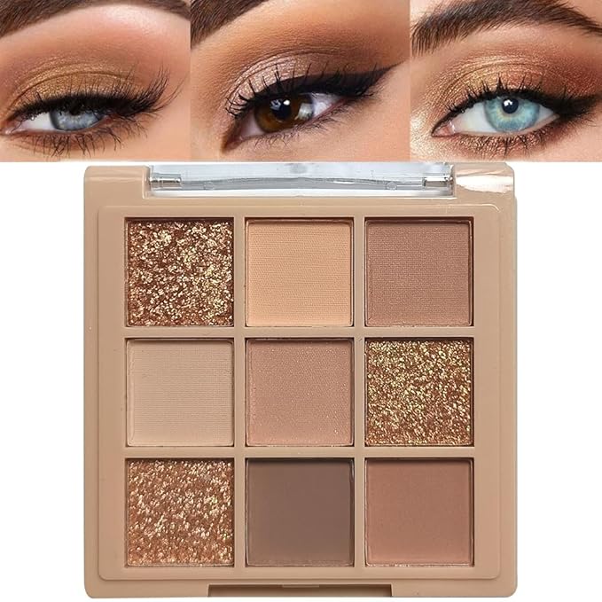 Eyeshadow Palette Makeup- 9 Colors Naked Eyeshadow Palette Matte Shimmer Korean Natural Eye Shadow palettes Highly Pigmented Naturing-Looking Long Lasting (#01)-Velvo Beauty