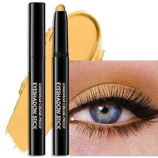 Eyeshadow Stick Matte Eye Shadow Pencil Cream to Powder Eye Brightener Crayon Long-Lasting Crease-Proof Neutral Eyeshadow Buildable Blendable High Pigmented Eye Liner Makeup for Women, 7 YELLOW-Velvo Beauty