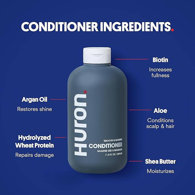 Huron Shower Kit - Shampoo, Conditioner, & Body Wash For Men - Sandalwood + Black Pepper Scent - Hydrating & Nourishing Men's Shampoo & Conditioner-Velvo Beauty