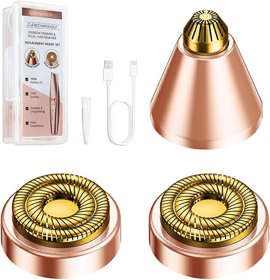Replacement Heads for Eyebrow Facial Trimmer: Original Heads Replacement Set for 2 in1 Facial Eyebrow Trimmer - Suitable for Model VG-102, VG-1023,VG-1024-Velvo Beauty