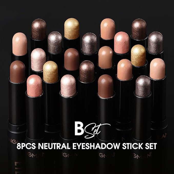 Jolilab Eyeshadow Stick Set, 8 Colors Matte Professional Bright-Colored Contouring and Highlight Eyeshadow Stick, Cream Waterproof Long Lasting High Pigmented Eye Shadow. (8, EYESHADOW B)-Velvo Beauty