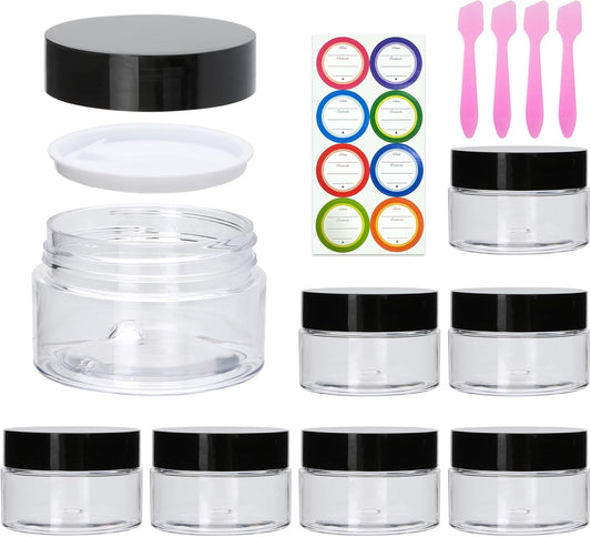 8 Pack 1oz Plastic Containers with Lids, Jars with Lids, Great for storing,lip balms, creams, ointments, cosmetics, samples-Velvo Beauty