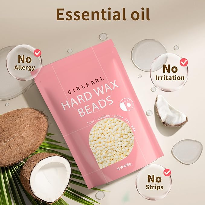 Hard Wax Beads, 1lb Wax Beans for Hair Removal, Hard Wax for Sensitive Skin at Home, Wax Refill Perfect for Eyebrow, Facial, Brazilian Bikini, Legs and Full Body for Women and Men (Cream)-Velvo Beauty