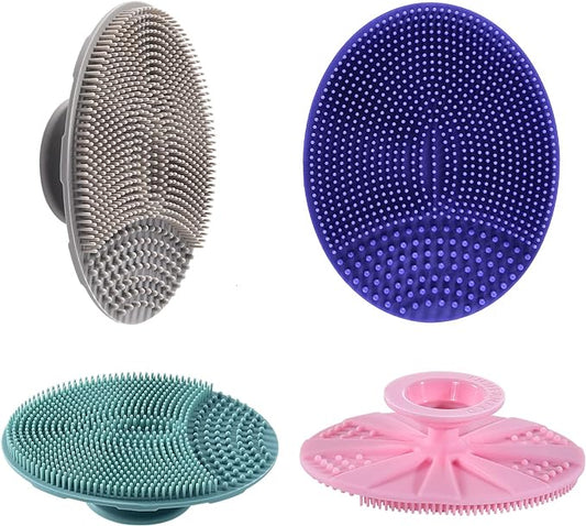 INNERNEED Silicone Face Cleansing Scrubber, Exfoliating Scrub Manual Handheld Facial Brush Blackhead Remover, Food-Grade Soft Bristle (Pack of 4)-Velvo Beauty