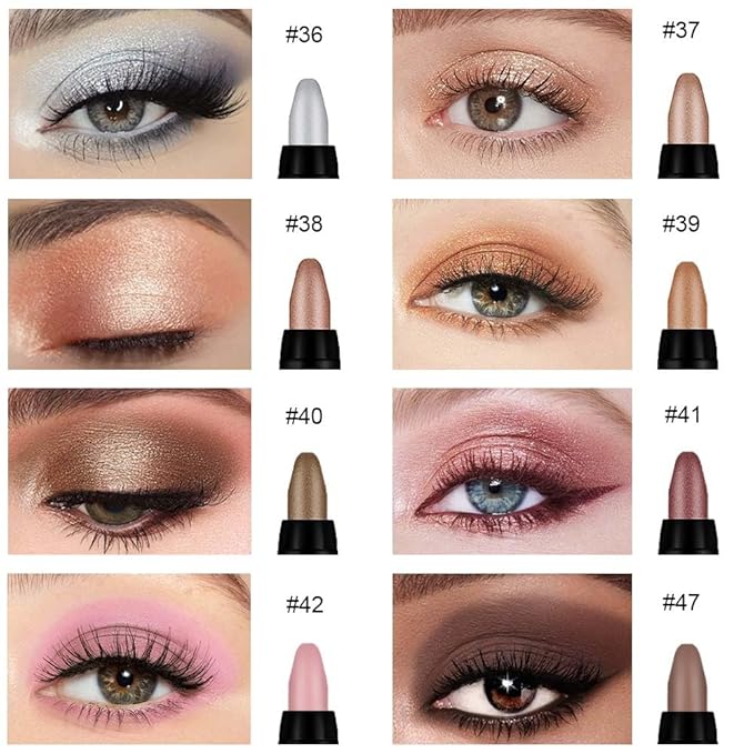 evpct 8Pcs Cream Eye Shadow Brightener Sticks Set for Eyes, Silver Champagne Golden Rose Sand Bronze Gold Orchid Pink Deep Mauve Shimmer Matte Pencil Eye shadow Crayon Applicator Stick Palette Makeup-Velvo Beauty