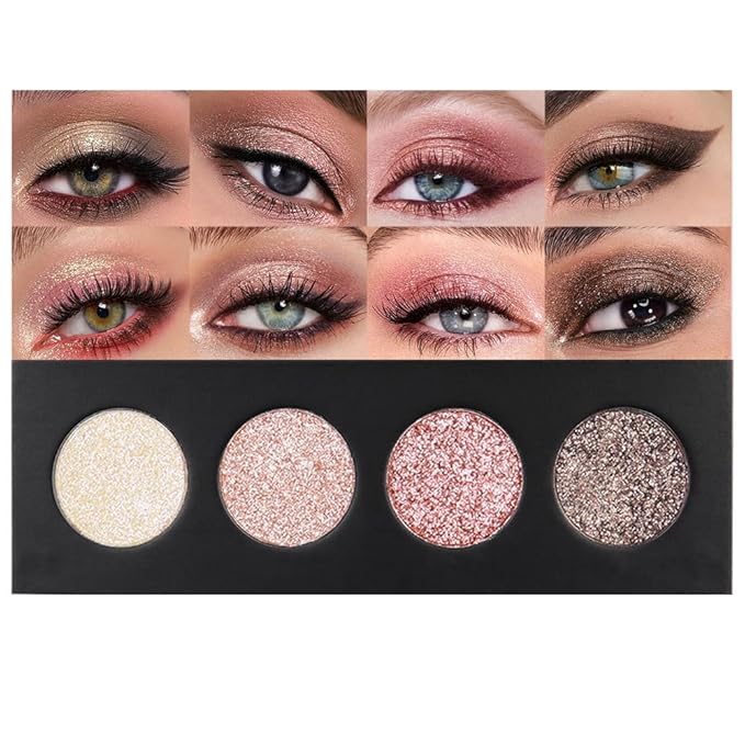 4 Colors Highlight Pink-Purple Eyeshadow Palette, SHANY Cosmetics Shimmer Eyeshadow Palette, Cruelty-Free and Vegan Formula, Glitter Shimmer Eyeshadow for Professional Makeup-Velvo Beauty