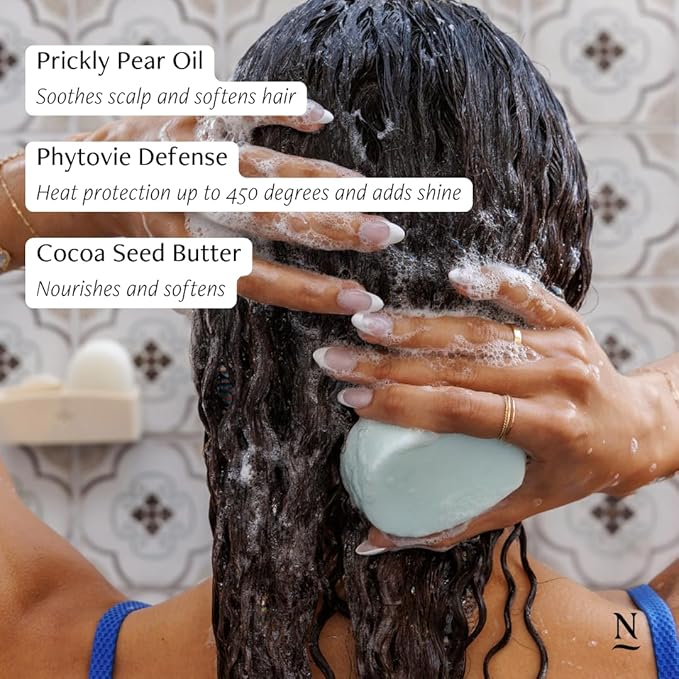 Nopalera Shampoo Bar - Moisturize and Shine, For Dry or Curly Hair, Color Safe, Paraben Free, Silicone & Sulfate Free, Made With Prickly Pear Oil (3.65 oz)-Velvo Beauty