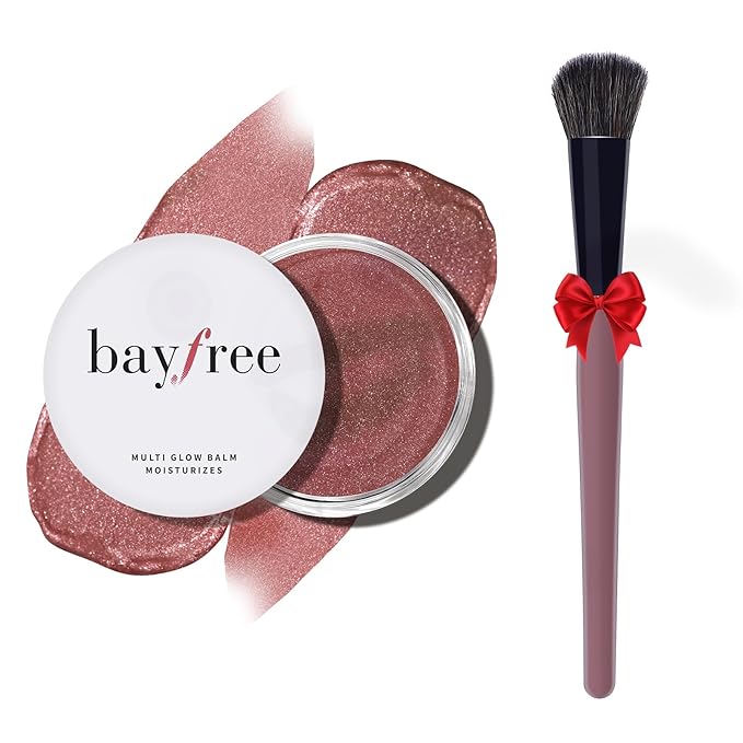 Multi Cream Blush & Blush Brush Set, Korean Makeup Blush for Cheeks, Multi-Use Face Balm, Lightweight & Hydrating, Blendable Color, Non-Greasy, Soft Bristles for Radiant Finish (Rose Crystal)-Velvo Beauty