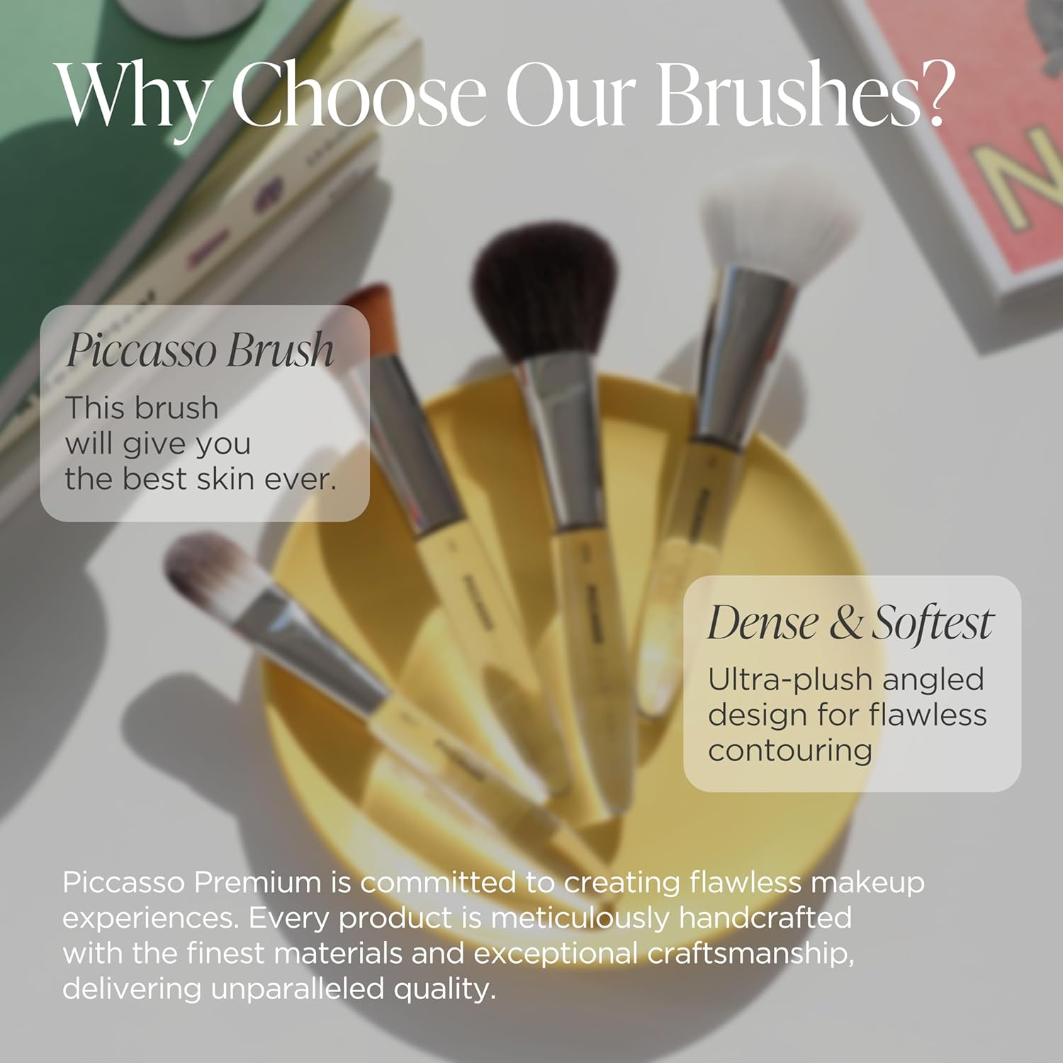 Piccasso COLLEZIONI 103A Powder Brush – Soft Makeup Brush for Face, Fluffy Blush and Setting Tool with Goat Hair Blend, Ideal for Powder Application, Shading, and Natural Finish, Professional Korean-Velvo Beauty