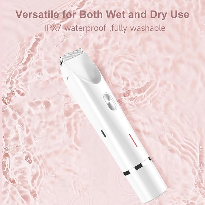 Bikini Trimmer for Women Electric Razors for Women, Double Head Dual Purpose, IPX7 Waterproof Hair Razor, Ceramic Blade Hair Trimmer Wet & Dry Use,Womens Painless Electric Shaver for Facial and Body-Velvo Beauty