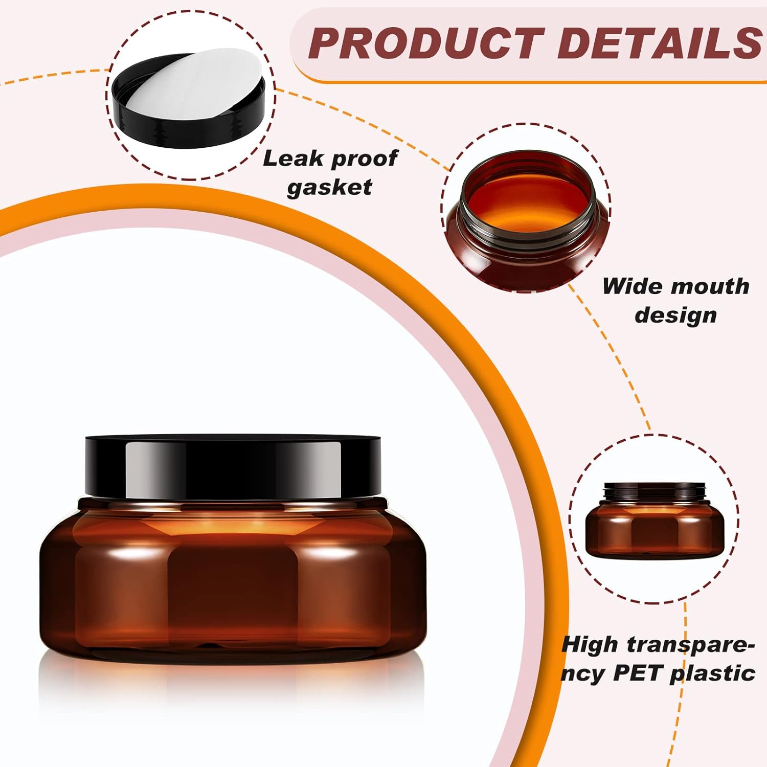 Tessco 24 Pack Plastic Jars with Lids Labels Empty Clear Plastic Jars Round Refillable Cosmetic Containers Body Butter Containers Bulk Sugar Scrub Bottle for Make Up(5 oz,Brown)-Velvo Beauty