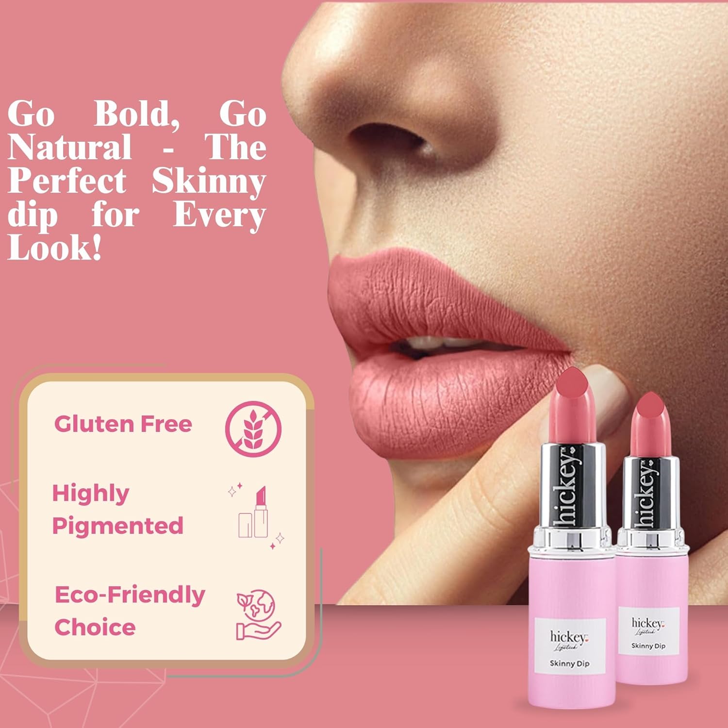 Hickey Lipstick Skinny Dip Light Pink Lipstick Refill - Long Lasting Lipstick for Women - Hydrating & Moisturizing Shade, Lip Color for Women, Gluten-Free & Vegan with Highly Pigmented-Velvo Beauty