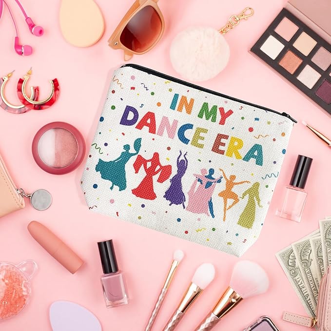 My Dance Era Canvas Zipper Cosmetic Bag, Small Makeup Bag for Women, Friends, Daughter, Sister for Dancers, Dancer Birthday Gifts for Girls (White)-Velvo Beauty