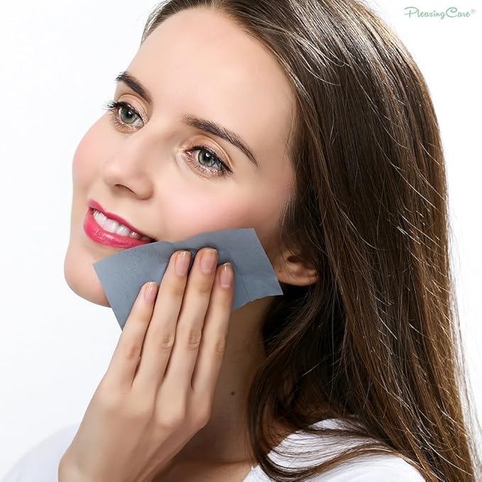 Makeup Mirror with Facial Oil Blotting Paper Sheets - Bamboo Charcoal 100 Counts, Silver Compact Folding Cosmetic Travel Mirror-Velvo Beauty