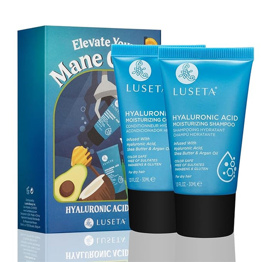Luseta Hyaluronic Acid Moisturizing Shampoo & Conditioner Set for Dry and Damaged Hair, Sulfate Free Shampoo and Conditioner for Women Infused with Argan Oil and Shea Butter Paraben-Free 2 x 1.01oz-Velvo Beauty