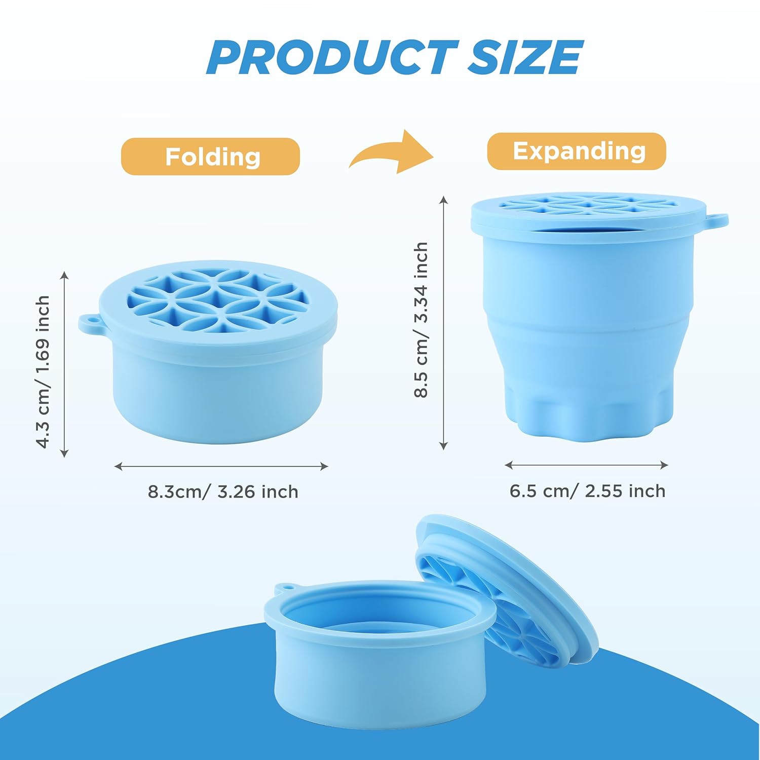 Makeup Brush Cleaner - Foldable Silicone Makeup Brush Cleaner Mat with Brush Storage Holder Makeup Brush Cleaning Bowl Cosmetic Brush Washing Tool for Cleaning Organizer and Drying (Blue)-Velvo Beauty