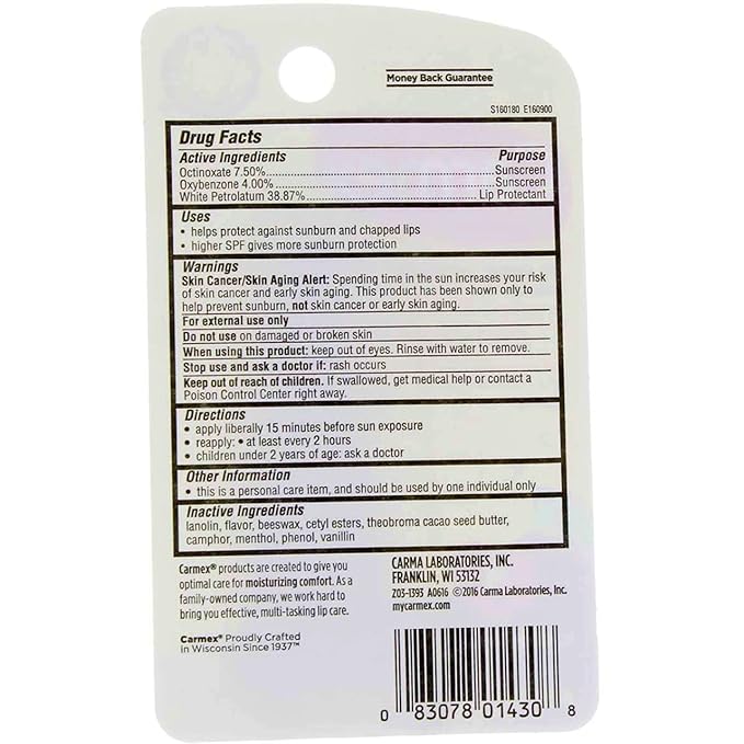 Carmex Classic Lip Balm Cherry SPF 15, 0.35 Ounce Pack of 3 (Tube in Blister Pack), Presentation may vary-Velvo Beauty