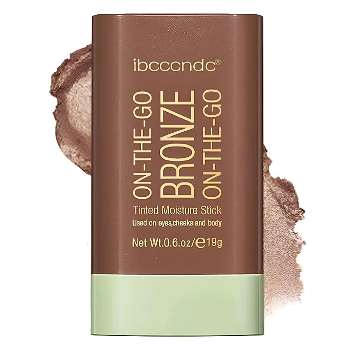 On-The-Go Bronzer Stick,Multi-Use Cream Contour Stick,Natural Long Lasting Face Bronzer,Smooth Highlighter Contour Stick,Bronze Contour Makeup Facial Shaping,04 Beach Glow-Velvo Beauty