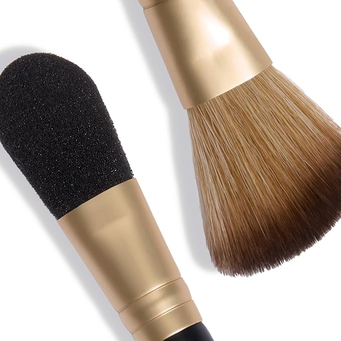 LAURA GELLER NEW YORK Dual-Ended Highlighter Brush - Multipurpose Makeup Brush for Highlighter, Blush, Bronzer and More - Includes Dual-Fiber Vegan Bristles and Satin Paddle for Flawless Application-Velvo Beauty