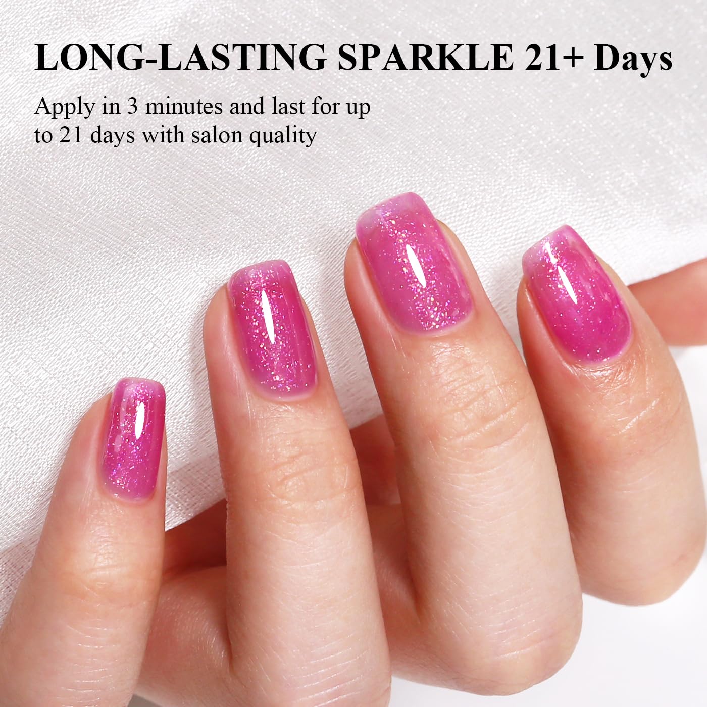 Imtiti Glitter Gel Nail Polish, Pink Iridescent Glitter Gel Polish Diamond Shimmer Sparkle Soak Off UV LED Nail Gel Polish spring summer Manicure 10ML-Velvo Beauty