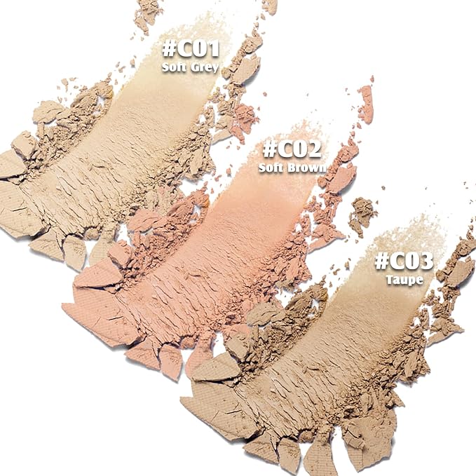 Contour Palette with Brush, Cream Contour Powder Palette Bronzer Powder Matte Bronzer Palette Cool Toned Contour Kit with Mirror for Face Sculpting Contour Makeup (#C01 Soft Grey)-Velvo Beauty