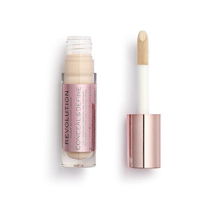 Makeup Revolution Conceal and Define Concealer, Full Coverage & Matte Finish, C2.5 for Fair/Light Skin Tones, Vegan & Cruelty-Free, 0.7 Fl Oz-Velvo Beauty
