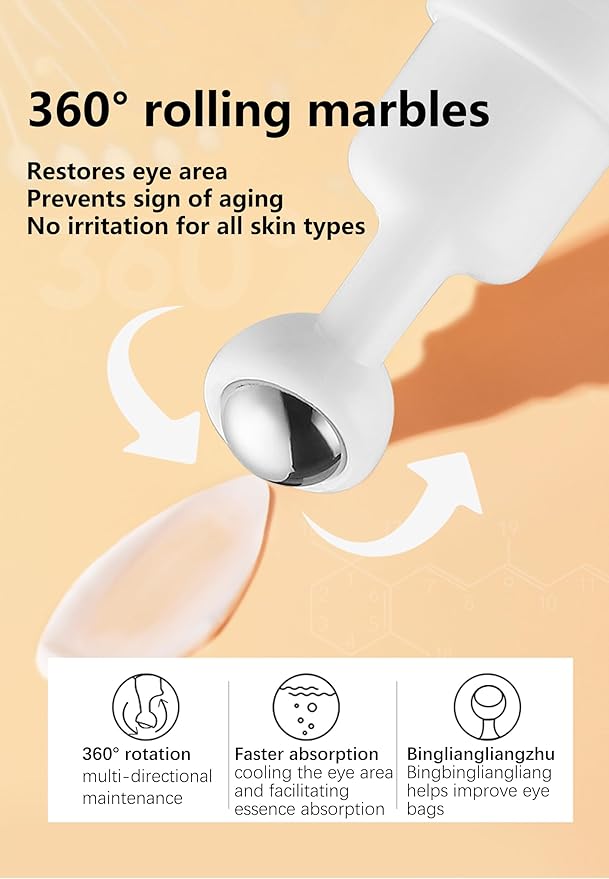 Snail Peptide Eye Cream for Dark Circles, Puffiness and Wrinkle, Snail Mucin & Nicotinamide, Moisturizing, Hydrating, Firming, Massage Ball, 17ml-Velvo Beauty