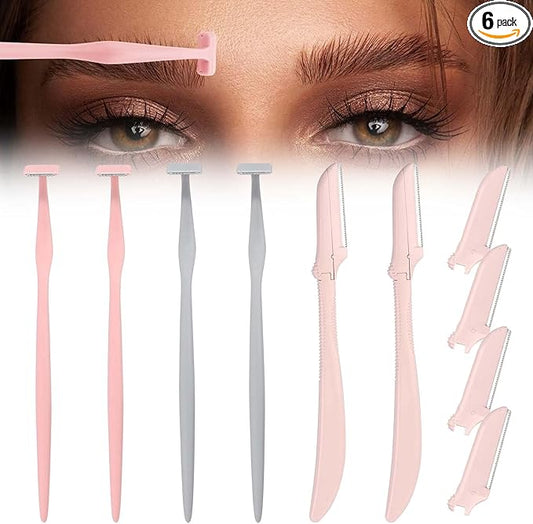 Eyebrow Razors for Women, Replaceable Face Razors kit, Dermaplane Shaving Tool for Men & Women, Face Razors for Peach Fuzz and Hair Removal, 4pcs Replacement Blades Available-Velvo Beauty
