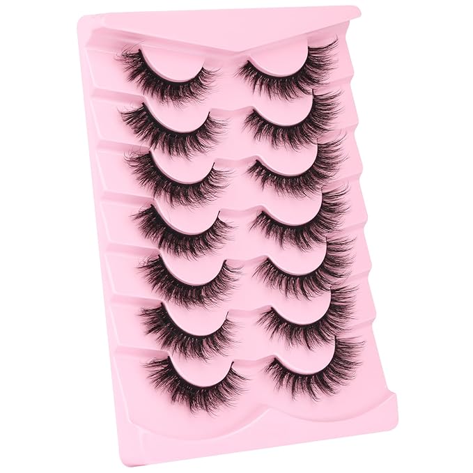 Kiromiro Lashes False Eyelashes Cat Eye Faux Mink Lashes Wispy Strip Lash 6D Volume Fake Lash Natural Look Eyelashes Pack 7 Pairs-Velvo Beauty