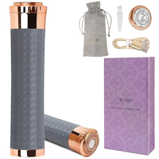 Facial Hair Removal for Women, Rechargeable Hair Removal Device, Painless Face Electric Razor/Shaver for Lip, Arms, Face, Peach Fuzz (Gray)-Velvo Beauty