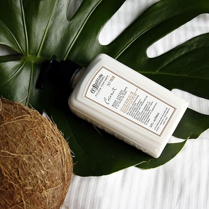 C.O. Bigelow Coconut Body Lotion, Village Perfumer Moisturizing Body Lotion with Aloe Vera, Borage Oil & Olive Oil, 10 Fl Oz-Velvo Beauty