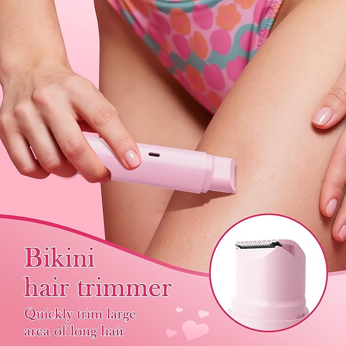 Bikini Trimmer Razors Shaver for Women: DEEHENK 2-Speed Electric Razor for Pubic Hair Dual Head Shaver Women IPX7 Waterproof Rechargeable Lady Trimmer for Bikini Underarm Body Leg Face Pink-Velvo Beauty
