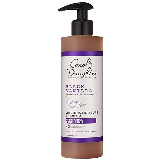 Carol's Daughter Black Vanilla Moisture Sulfate Free Shampoo for Curly, Wavy or Natural Hair, Moisturizing Hair Care for Dry, Damaged Hair, 12 Fl Oz-Velvo Beauty
