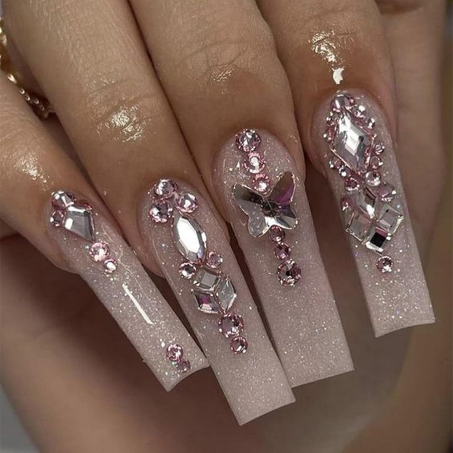 HNUIX Nail Rhinestones - 3D Multi Shape Size Crystal, Light Pink Nail Gems, Flat Back, with Kit, for Nail Art, DIY Decorations-Velvo Beauty