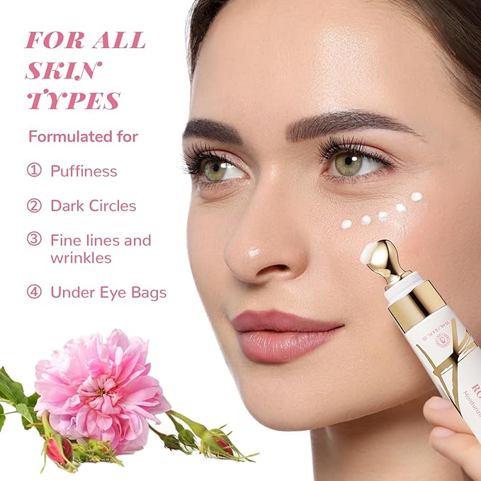 ANAI RUI Rose Caffeine Eye Cream for Dark Circles, Under Eye Serum for Puffiness Bags, Anti-Aging Eye Cream with Retinol, Collagen, Hydrating, Firming, Reduce Wrinkles and Fine Lines Daily 0.5 FL OZ-Velvo Beauty