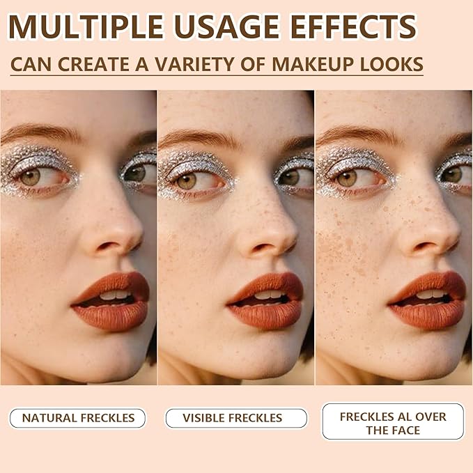 Freckle Stamp - Freckle Pen Waterproof, Long Lasting Fake Freckles, Quick Dry 5-Point Faux Freckles Stamp Cushion Stain Marker in One Press Natural and Lifelike Sunkissed Pencil Tool Makeup (#3-Dark)-Velvo Beauty