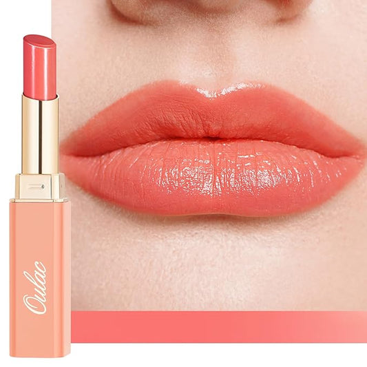Oulac Shine Orange Lipstick for Women, 2 in 1 Glossy Coral Orange Tinted Lip Balm, Hydrating Lipstick for Dry Lips, Moisture Shine Juicy Finish Vegan 2.2g/0.07oz (18)-Velvo Beauty