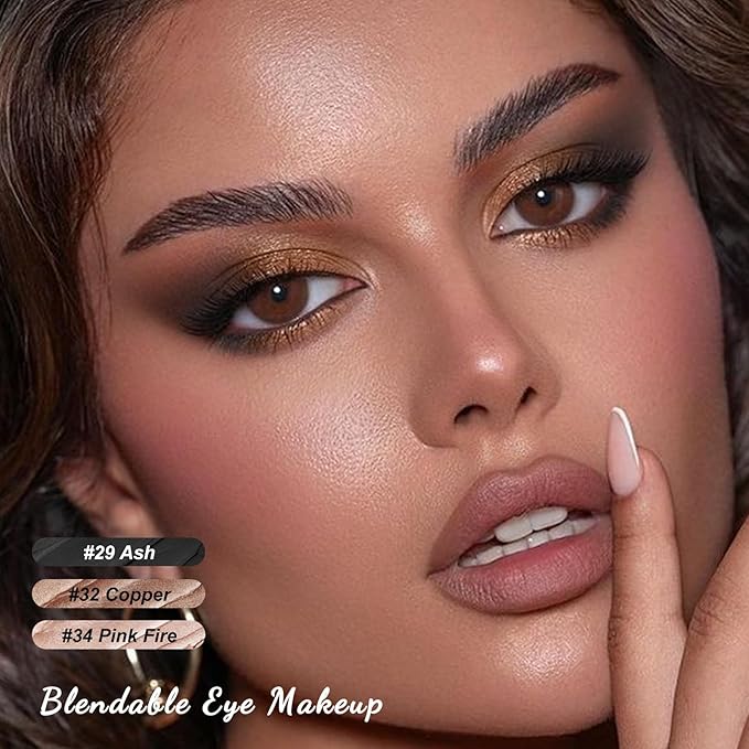 FOCALLURE 3 Pcs Cream Eyeshadow Stick,Shimmer Eyeshadow Pencil Crayon,High Pigmented Crease-proof Eye Shadow Brightener Sets,Long Lasting Eye Shadow Highlighter Stick Makeup,Coral Sea-Velvo Beauty