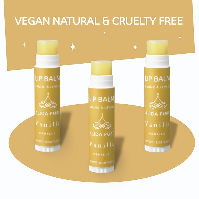 Vanilla Lip Balm Collection, Vegan Lip Balm Set, Beeswax Free, with Avocado Oil, Organic Jojoba Oil, and Vitamin E, Natural Moisturizer for Dry, Chapped Lips, 3 Tube Set-Velvo Beauty