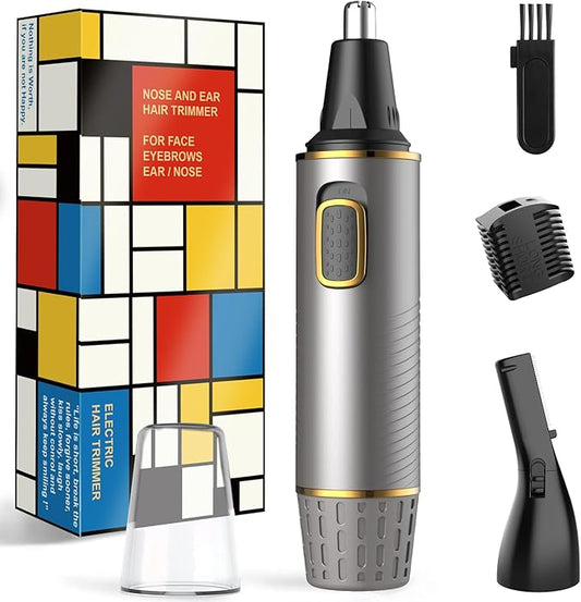 AREYZIN Nose Hair Trimmer for Men,2-in-1 Hair Trimmer,Professional Painless Trimmer for Nose Ear Facial Trimmer for Men, Wet and Dry Use,Stainless Steel Blades,Ash-Velvo Beauty