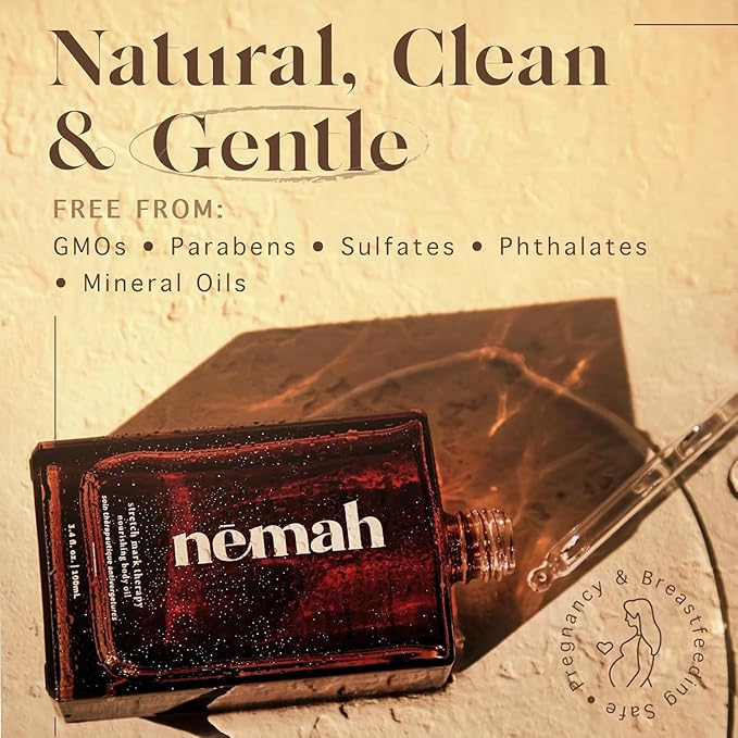 Nemah - Nourishing Belly Oil for Pregnant Women - Hydrating Stretch Mark Oil with Jojoba and Coconut Oil - Vegan & Cruelty-Free - 3.4 fl. oz.-Velvo Beauty