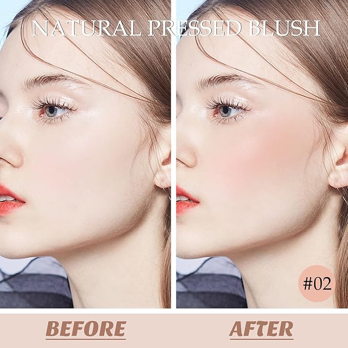 Boobeen Powder Blush, Single Color Blush Face Blush Palette Matte Baked Cream Blush Makeup Powder, High Pigment Pressed Blush for Create a Natural Cheek Flushed Look-Velvo Beauty