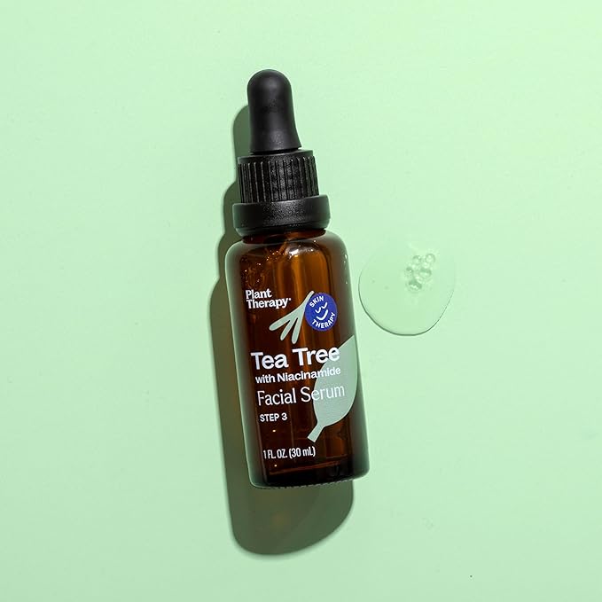 Plant Therapy Tea Tree with Niacinamide Facial Serum 1 oz with Tea Tree Essential Oil, Witch Hazel, and Willow Bark, Excellent for Problem Skin While Creating Healthy, Clear Skin-Velvo Beauty