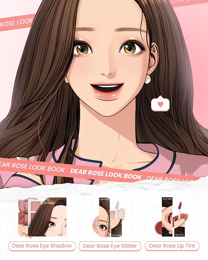 AMTS True Beauty Dear Rose Eyeshadow Palette, Matte Shimmer Glitter Highly Pigmented, Long Lasting, Cheek blush, K Beauty, Korean makeup-Velvo Beauty